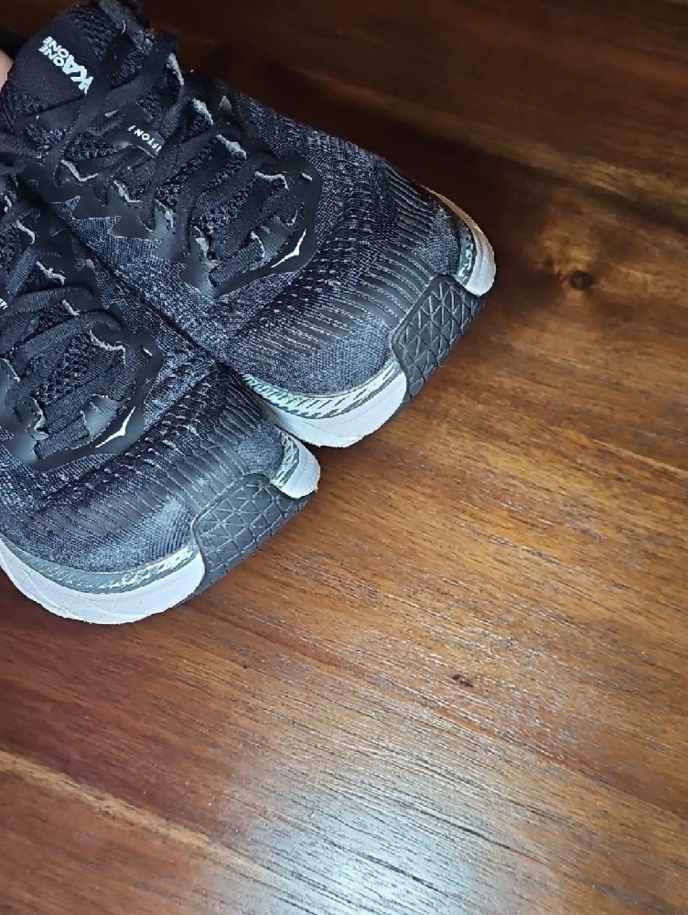 Hoka One One Clifton 7 Black and White Women's Running Sneakers - Picture 3 of 10